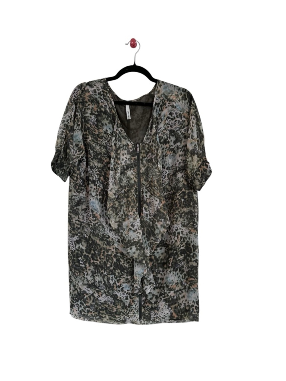 Firetrap mini dress - Lightweight Green Animal-Print Zip Front.